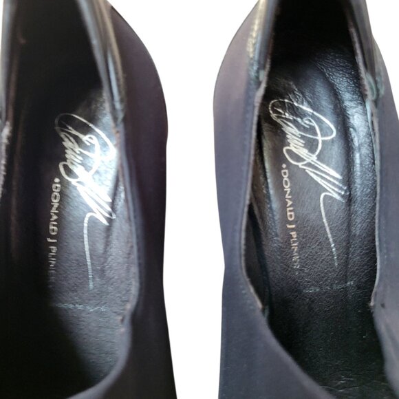Donald J Pliner Ida Pumps Shoes Size 9 M Black Stretch Fabric 3" Stack Heel - Picture 7 of 8